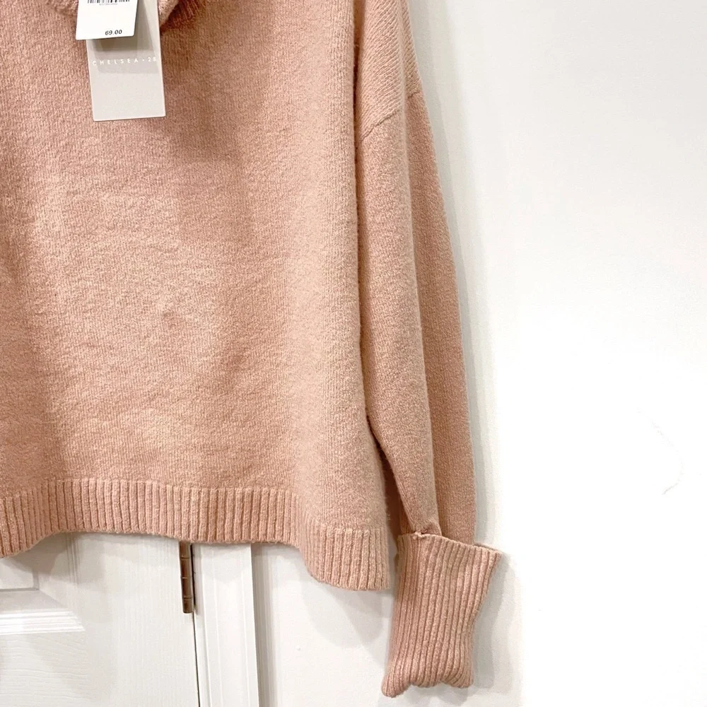 NEW Chelsea28 Pink Cowl Neck Sweater Long Sleeve Pullover In Pink Adobe Size XS